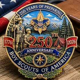 Épinglette commémorative du 250e anniversaire de la BSA, insigne patriotique vintage, broche de collection en métal émaillé pour veste, sac à dos, chapeau, cad
