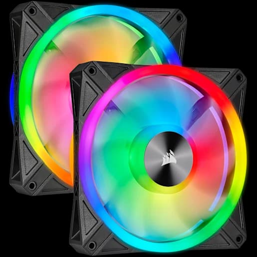 CORSAIR Lot de deux ventilateurs PWM 140 mm iCUE QL140 RGB avec Lighting Node CORE