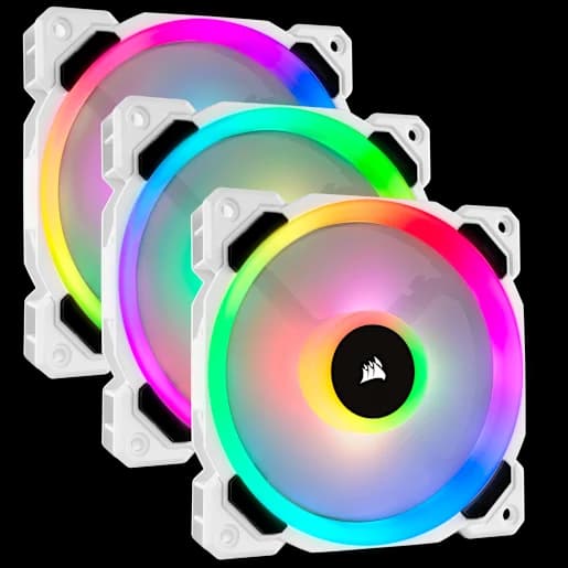 CORSAIR Ventola LL120 RGB, Dual Light Loop RGB LED PWM bianco da 120 mm, confezione tripla con Lighting Node PRO