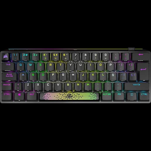 CORSAIR Teclado mecânico K70 PRO MINI WIRELESS 60% com teclas CHERRY MX Red e luz de fundo RGB - Preto
