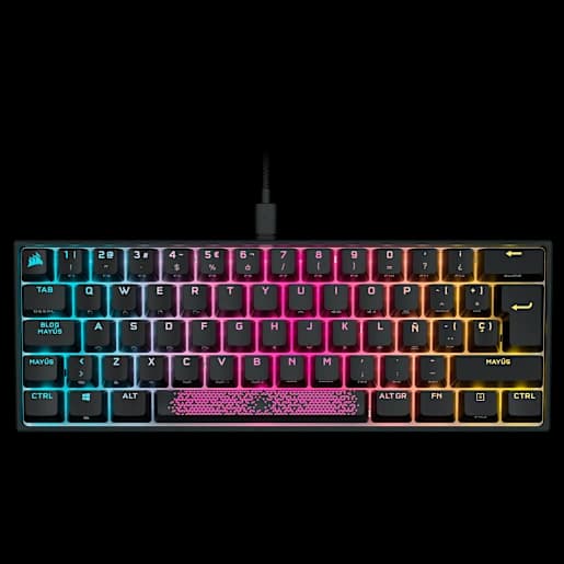 CORSAIR Teclado gamer mecânico K65 RGB MINI 60% - CHERRY MX Red - Preto (ES)