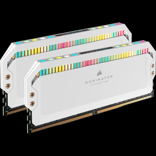 CORSAIR DOMINATOR® PLATINUM RGB 64GB (2x32GB) DDR5 DRAM Up To 5200MT/s CL40 Memory Kit - White